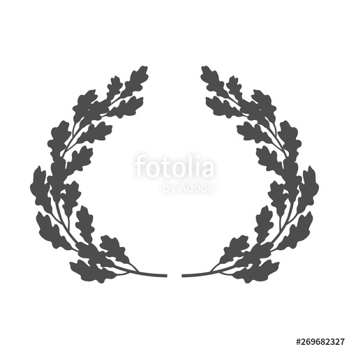 500x500 Oak Wreath Vector Icon Placed On White Background Stock Image