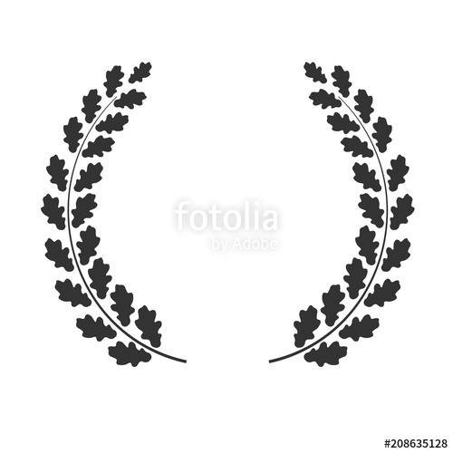 500x500 Oak Wreath Vector Placed On White Background Stock Image