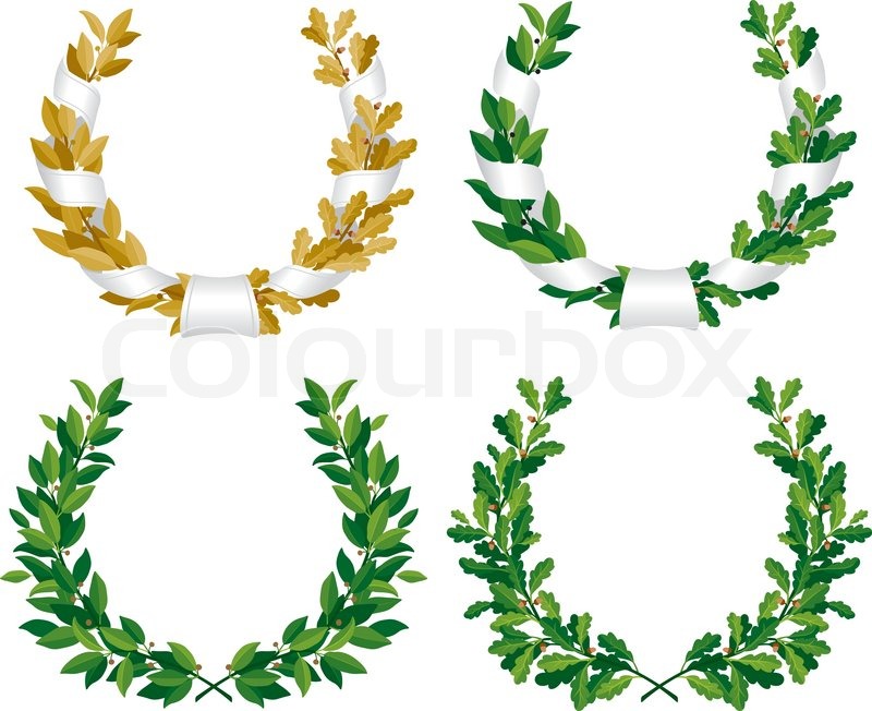 800x652 Set Of The Laurel And Oak Wreaths With Stock Vector Colourbox