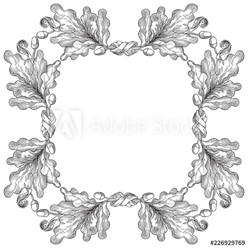 500x500 Vintage Oak Wreath Vector Decorative Element With Oak Branches
