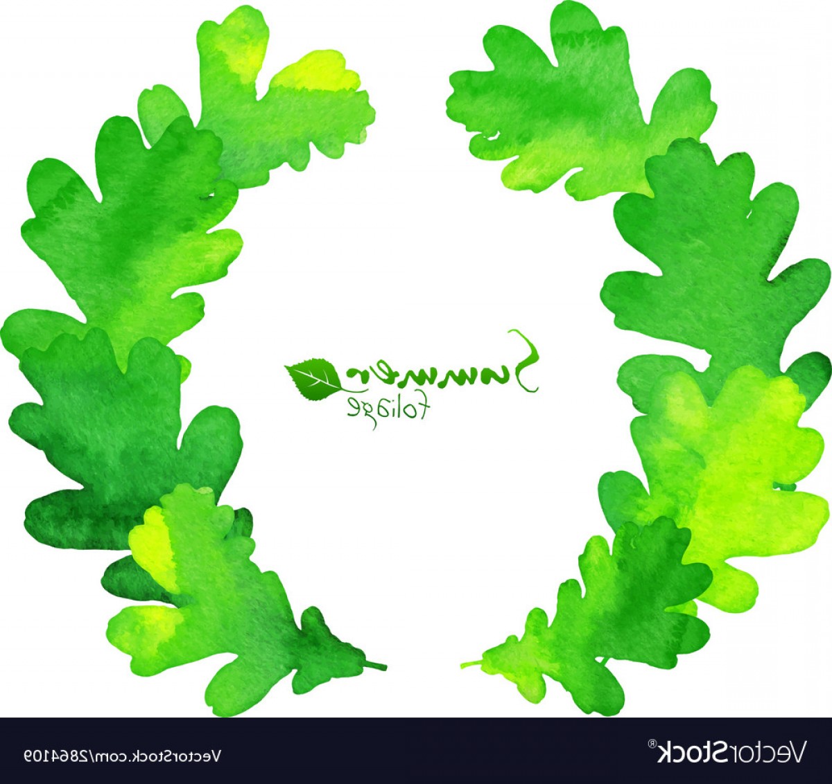 1200x1132 Green Watercolor Oak Leaves Wreath Vector Createmepink