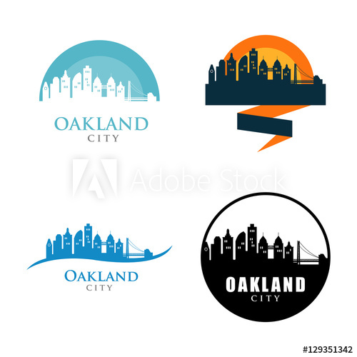 500x500 Oakland City Skyline Landscape Logo Symbol Set