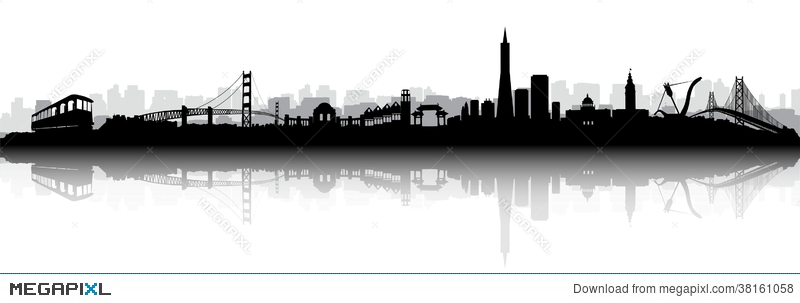 800x303 San Francisco Skyline Silhouette Vector Illustration