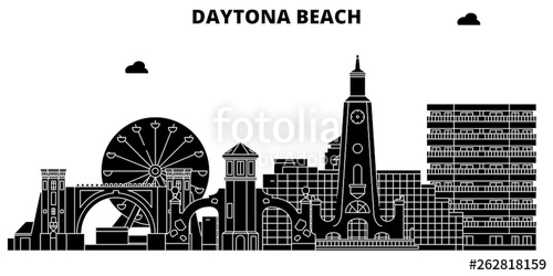 500x250 Daytona Beach United States, Outline Travel Skyline Vector