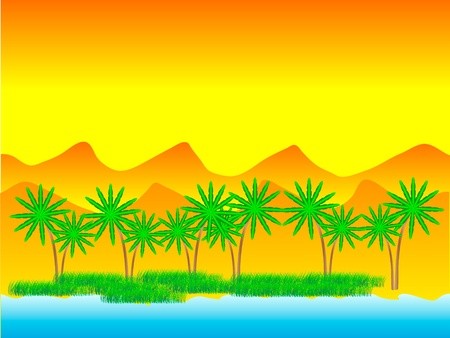 450x338 Oasis In The Desert With Palm Trees