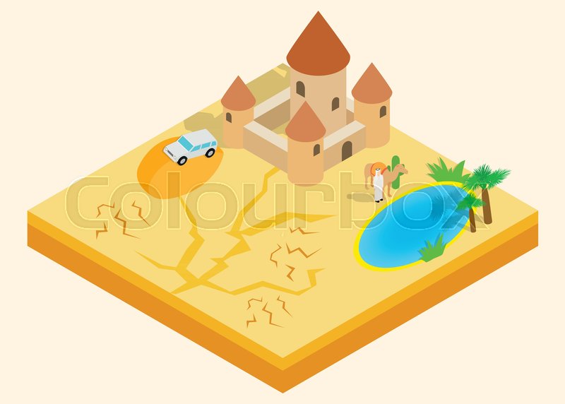 800x572 Desert Oasis Clip Art Isometric Clip Stock Vector Colourbox