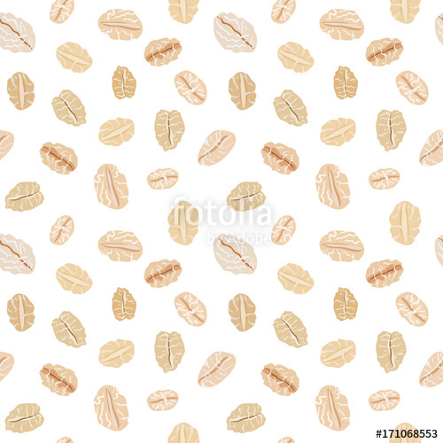 500x500 Seamless Pattern With Oat Flakes On White Background Vector