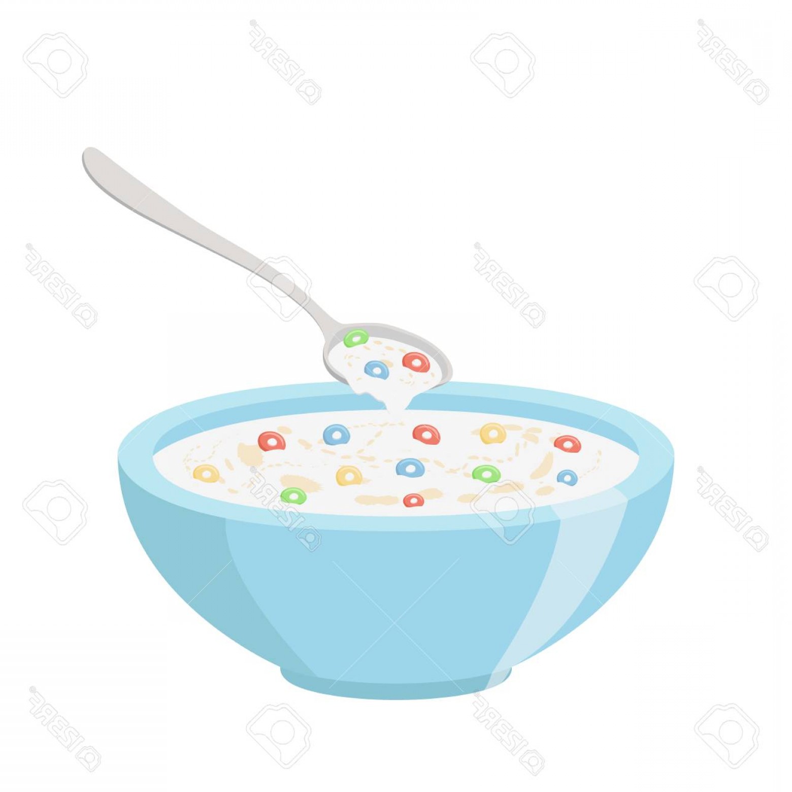 1560x1560 Photostock Vector Cereal Rings Spoon And Bowl Oatmeal Breakfast