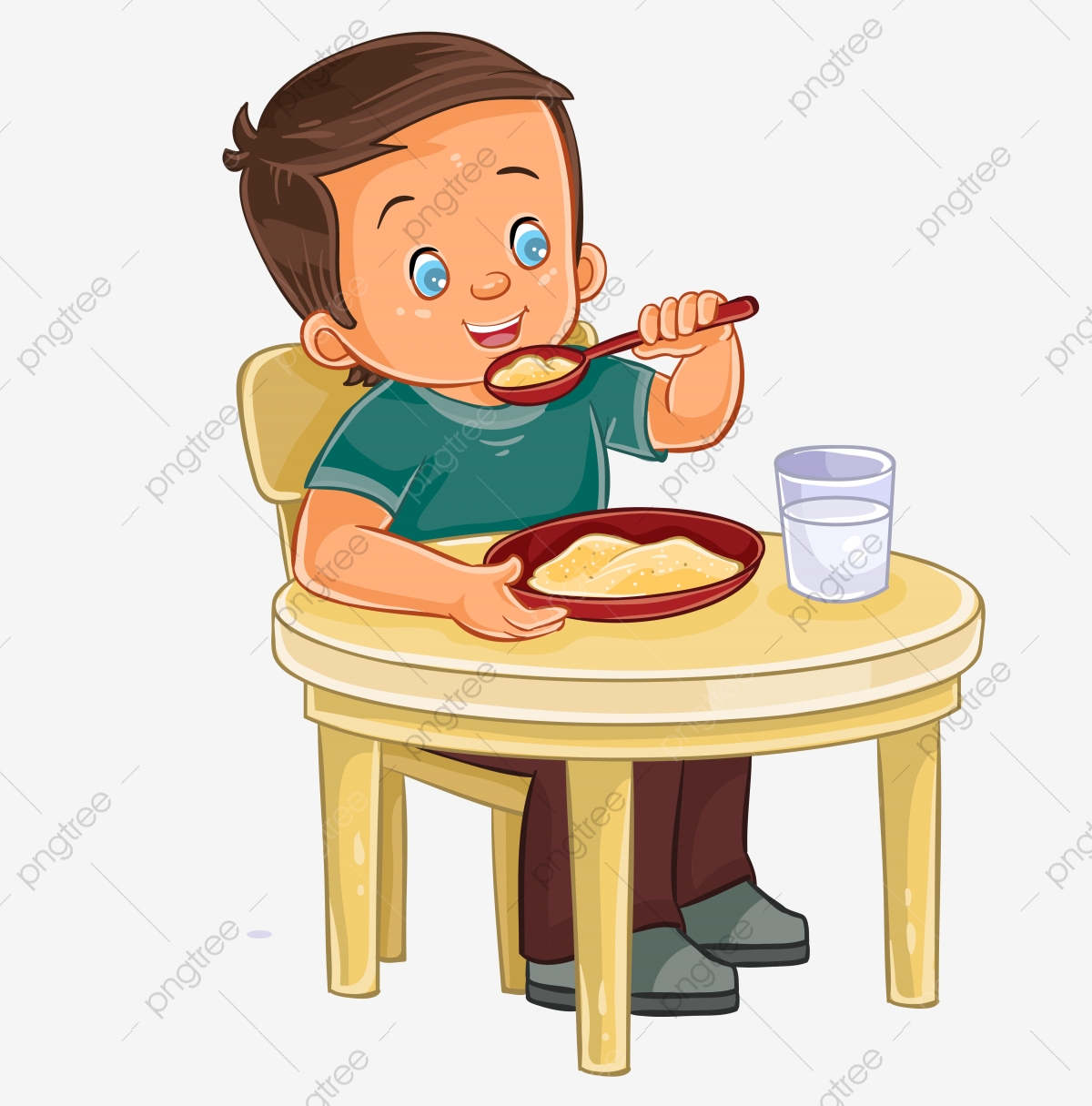 1200x1215 Vector Illustration Of A Little Boy Eating Breakfast Eating