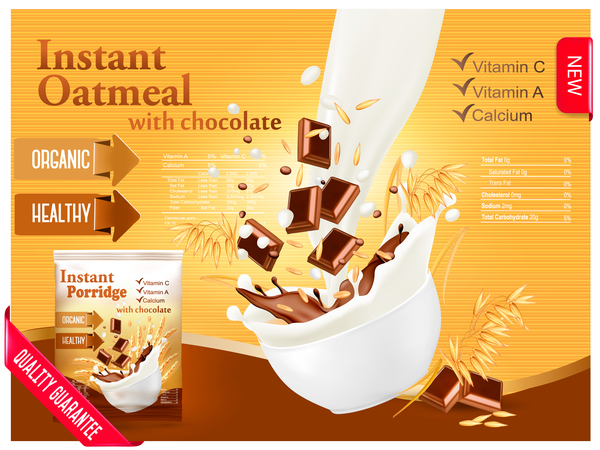 600x450 Instant Oatmeal With Chocolate Poster Vector