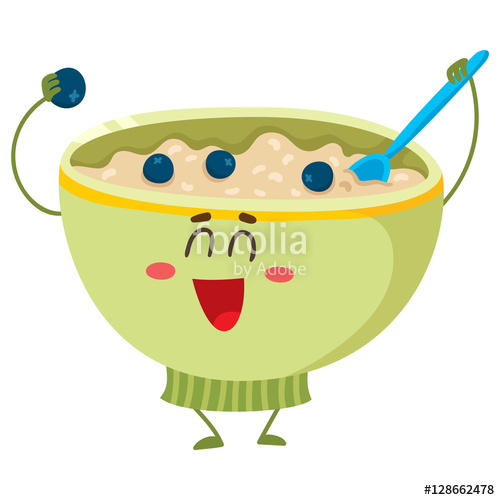 500x500 Cute And Funny Bowl Of Cereal, Corn Flakes, Oatmeal Porridge