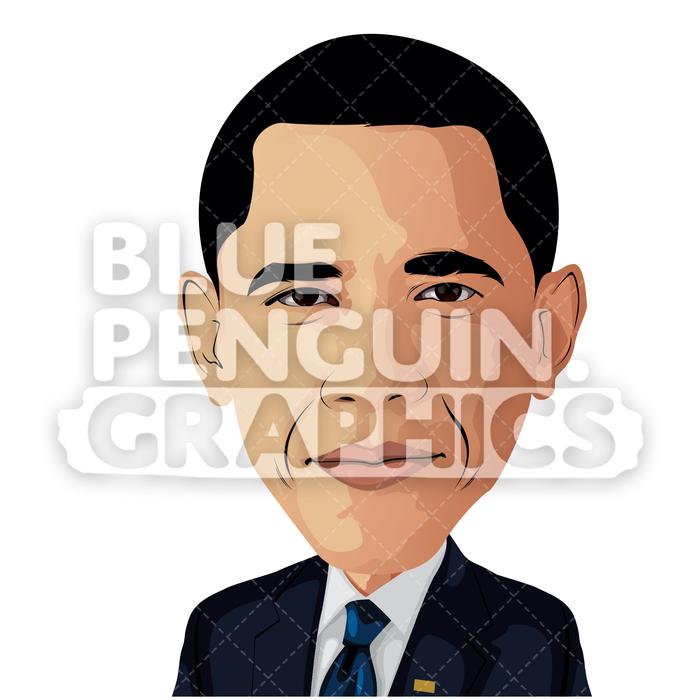 700x700 American President Barack Obama Vector Cartoon Clipart