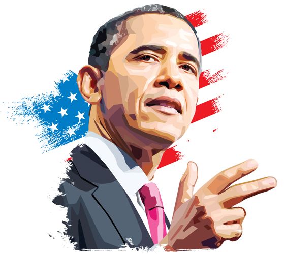 561x500 Obama Vector Portrait, Made In Illustrator Portrait Vector