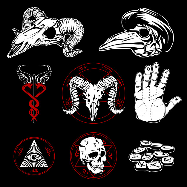 626x626 Hand Drawn Esoteric Symbols And Occult Attributes Vector Free