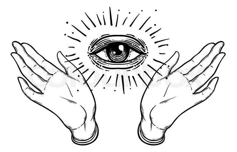 800x514 Open Hand With The All Seeing Eye On Stock Vector Colourbox