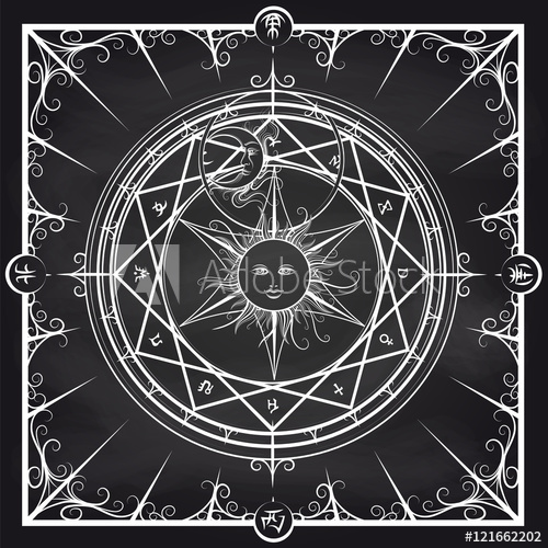 500x500 White Occult Hermetic Circle Vector Illustration Alchemy Magic