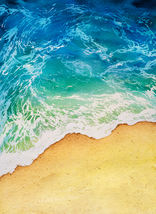 Beach With Sea Watercolor Painting Background Vector Free Download 500x686 Beach With Sea Watercolor Painting Background Vector Free Download