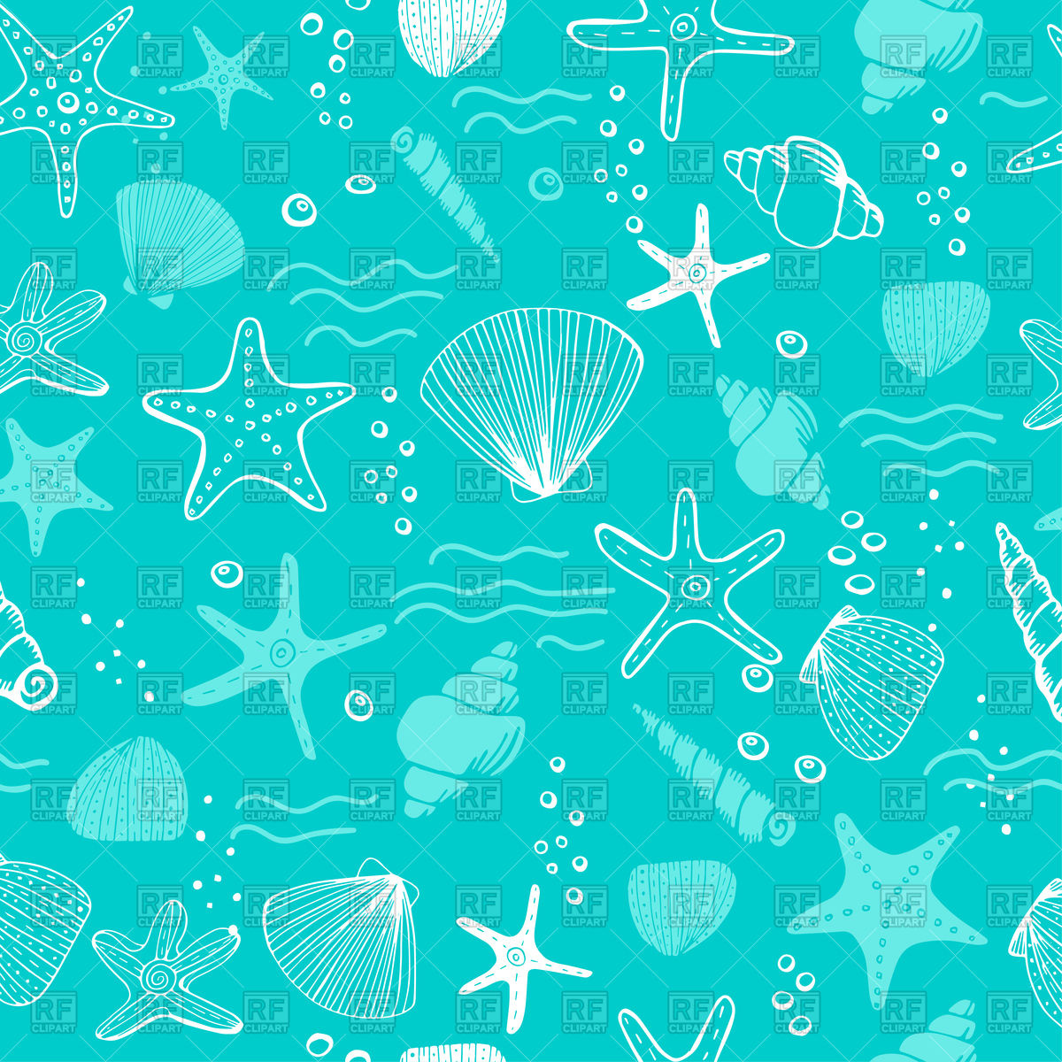 Sea Shells, Seastars And Corals Seamless Background Vector Image 1200x1200 Sea Shells, Seastars And Corals Seamless Background Vector Image