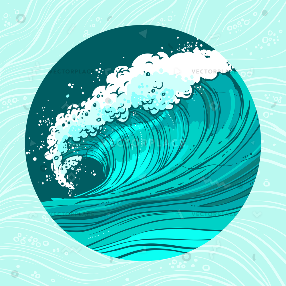 Sketch Sea Ocean Water Wave Circle Vector Illustration 1000x1000 Sketch Sea Ocean Water Wave Circle Vector Illustration