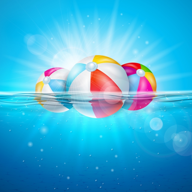 Vector Summer Illustration With Colorful Beach Ball On Underwater 640x640 Vector Summer Illustration With Colorful Beach Ball On Underwater