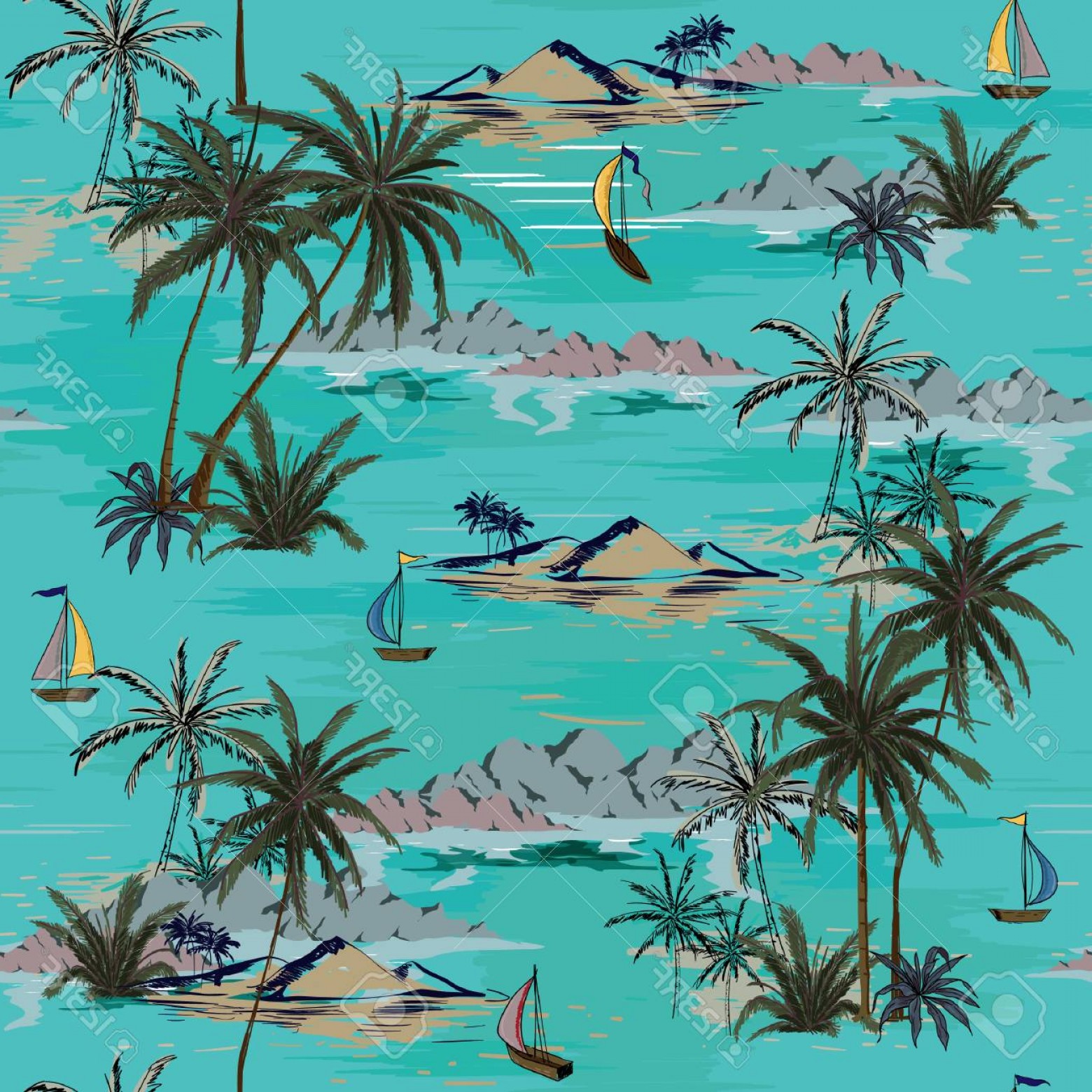 Photostock Vector Beautiful Seamless Island Pattern On White 1560x1560 Photostock Vector Beautiful Seamless Island Pattern On White
