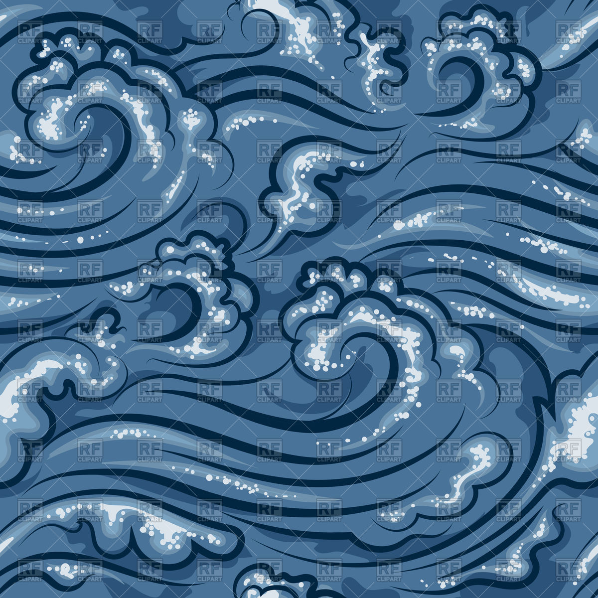 Yeamless Pattern With Ocean Waves Or Sea Waves Vector Image 1200x1200 Yeamless Pattern With Ocean Waves Or Sea Waves Vector Image