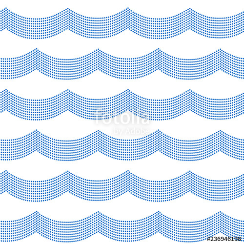 Blue And White Doted Simple Ocean Waves Seamless Pattern, Vector 500x500 Blue And White Doted Simple Ocean Waves Seamless Pattern, Vector