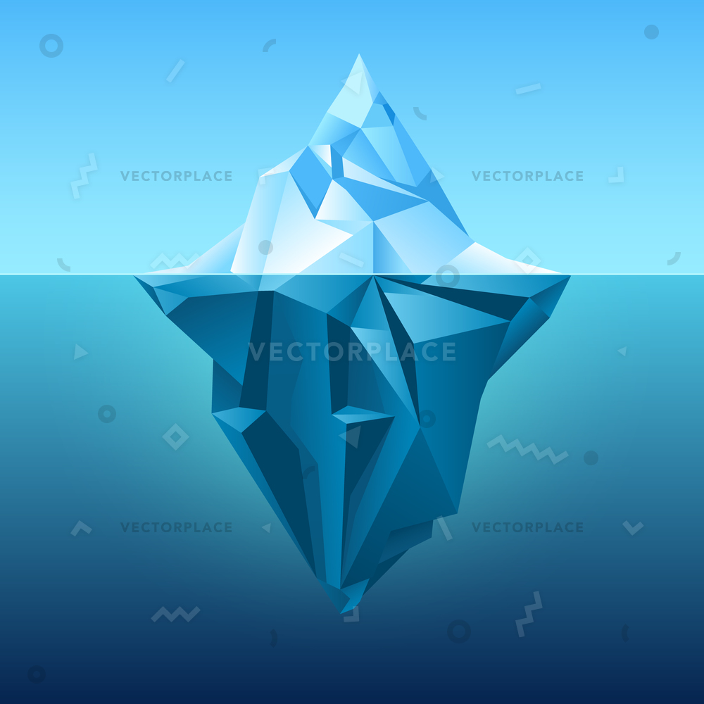 1000x1000 Iceberg Blue Ocean Background Polygonal Underwater Vector