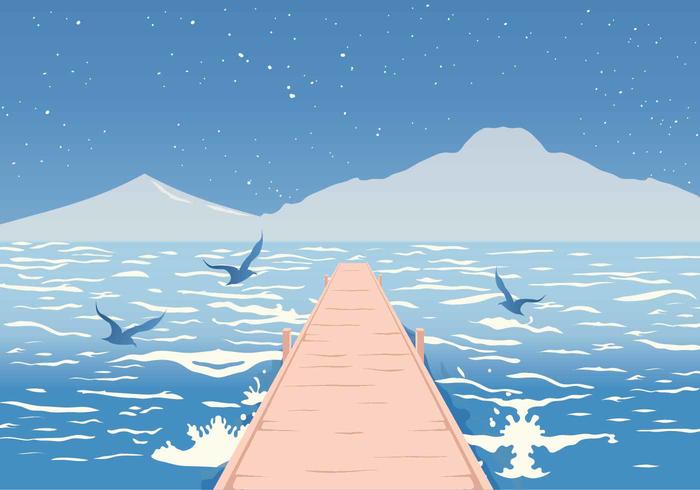 700x490 Boardwalk On The Sea Vector Illustration