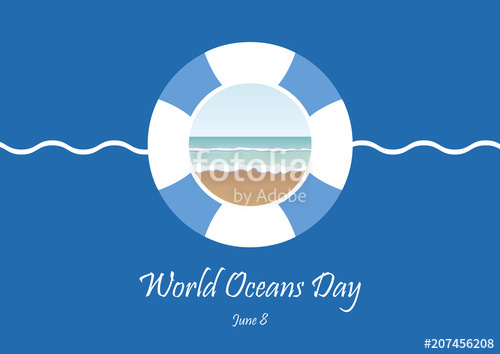 World Oceans Day Vector Lifebuoy On A Blue Background Ocean 500x354 World Oceans Day Vector Lifebuoy On A Blue Background Ocean