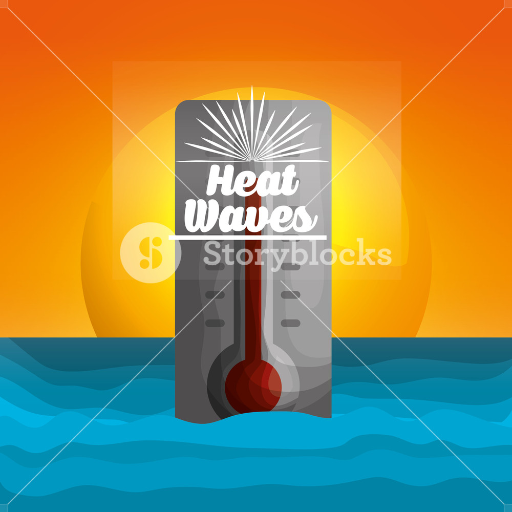 Season Summer Thermometer Heat Waves Sunshine Ocean Vector 1000x1000 Season Summer Thermometer Heat Waves Sunshine Ocean Vector