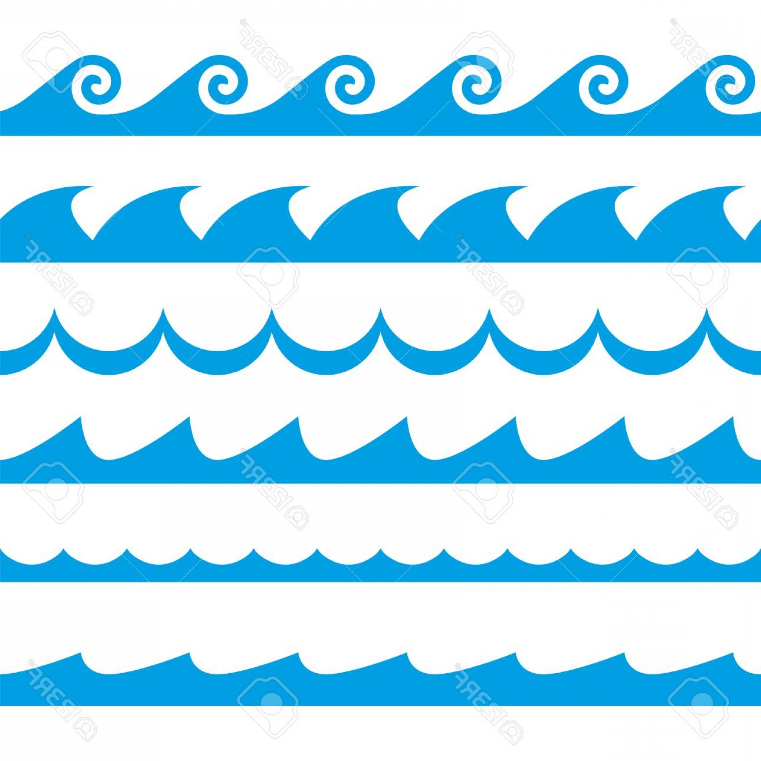 1560x1560 Photostock Vector Wave Set Waves Seamless Pattern Decoration