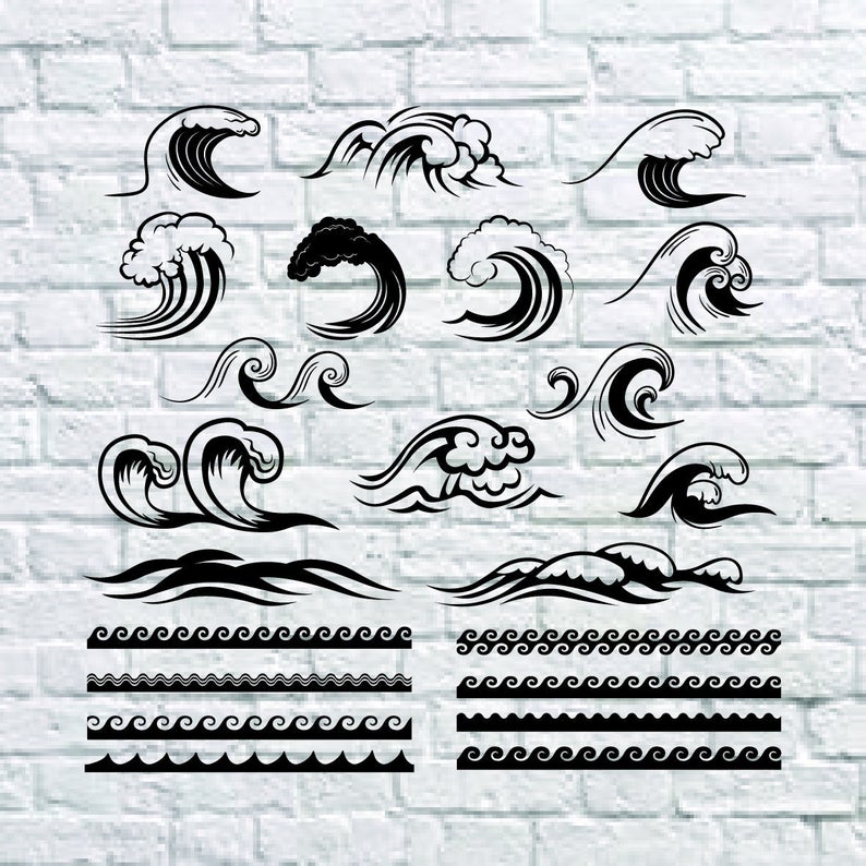 794x794 Buy Get Style Ocean Waves Wave Vector Sea Etsy