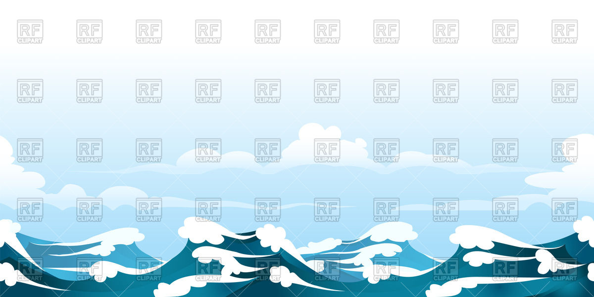 1200x600 Seamless Horizontal Pattern With Ocean Waves Vector Image