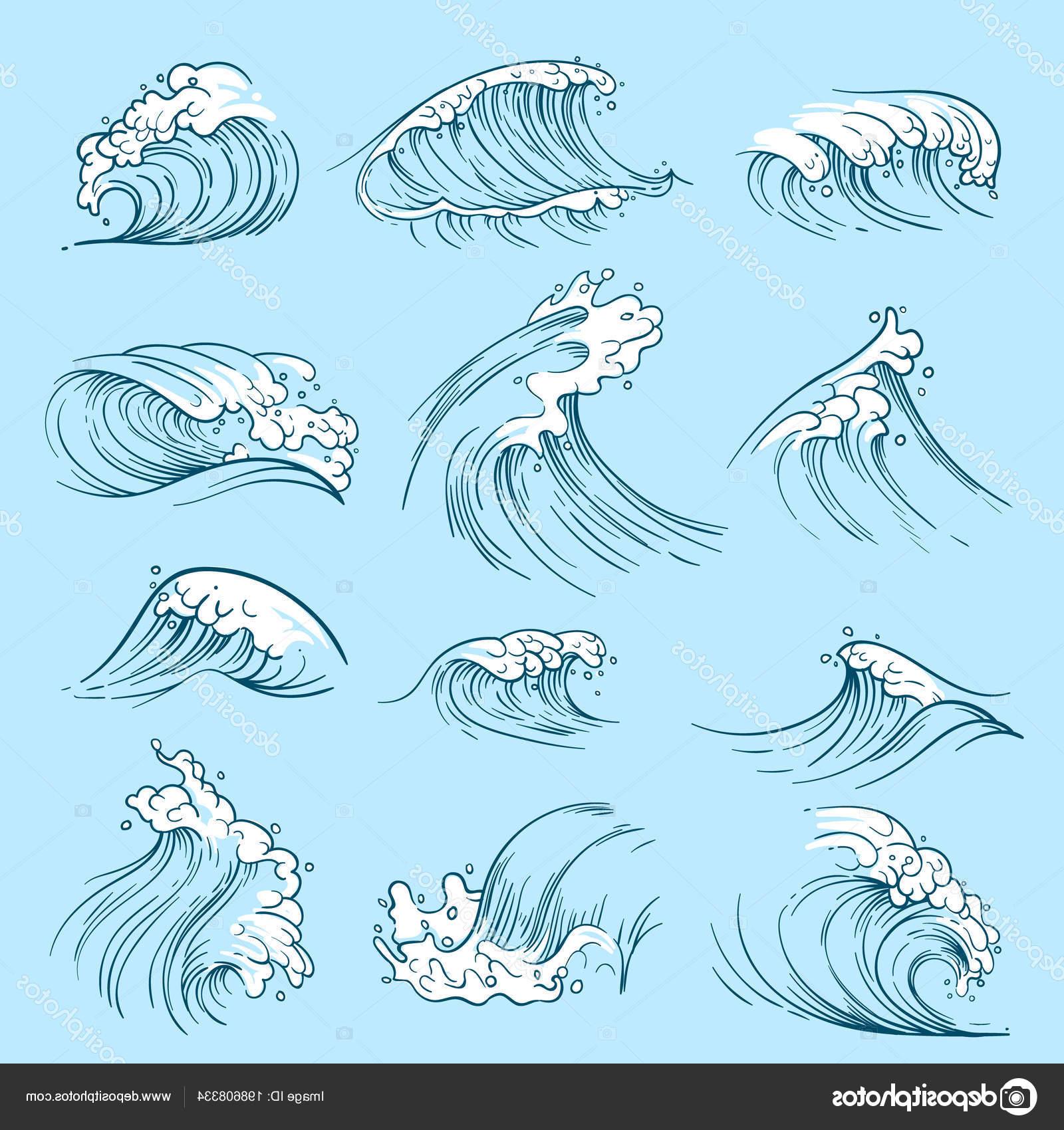 1600x1700 Unique Ocean Waves Drawing Vector Drawing Free Vector Art