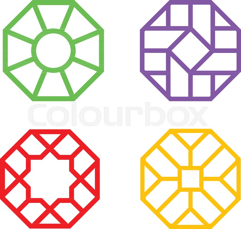 800x761 Chinese Octagon Window Frame With Stock Vector Colourbox