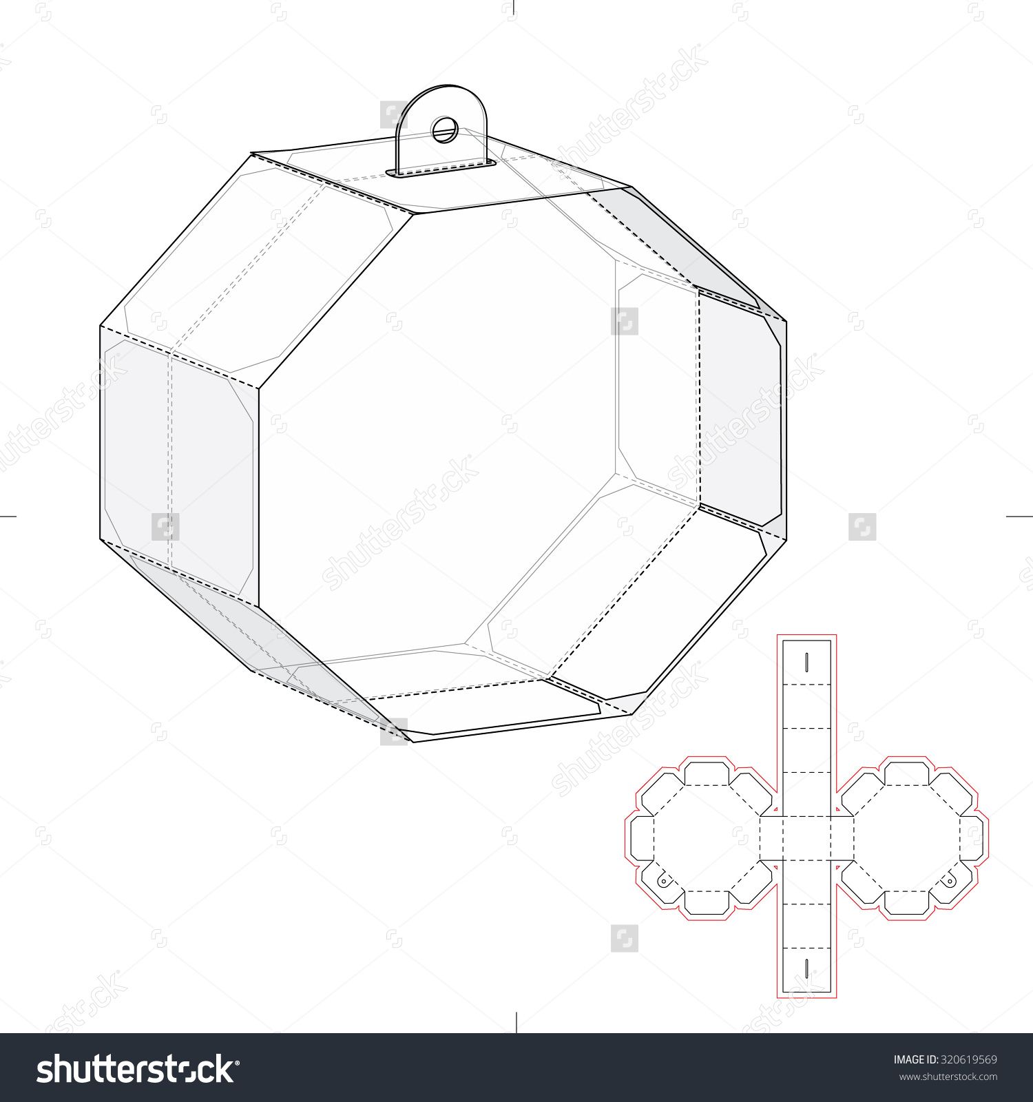 1500x1600 Octagonal Box With Die Line Template Stock Vector Illustration