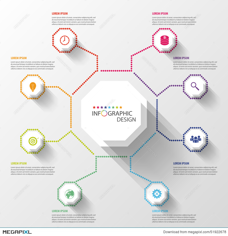 800x830 Modern Business Infographics Octagon Vector Illustration