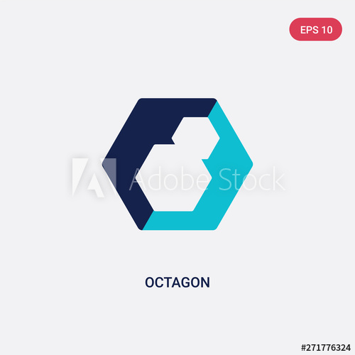 500x500 Two Color Octagon Vector Icon From Geometry Concept Isolated Blue