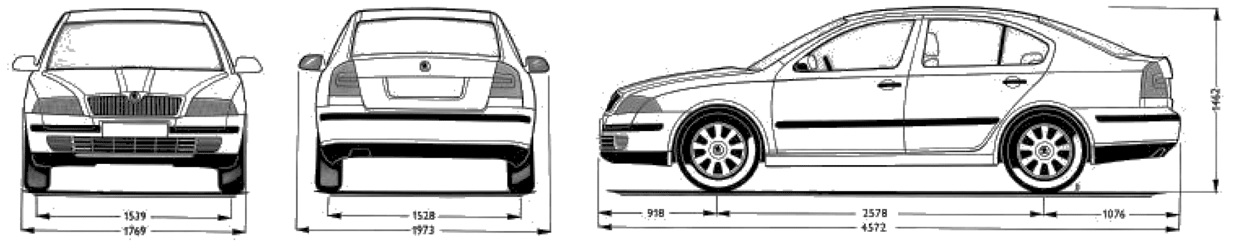 1774x353 Skoda Octavia Hatchback Blueprints Free