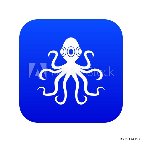 500x500 Octopus Icon Digital Blue For Any Design Isolated On White Vector