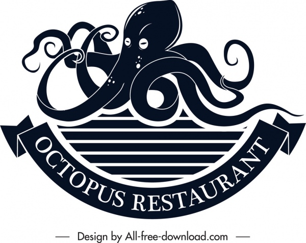 600x476 Seafood Restaurant Logo Octopus Icon Black White Sketch Free