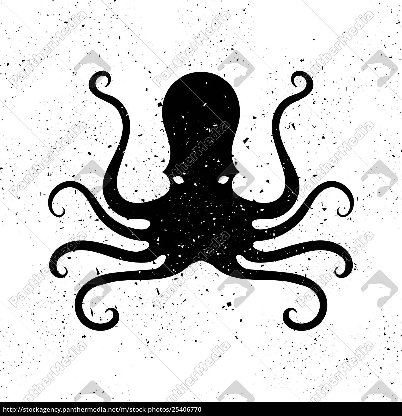 1400x1450 Silhouette Of Octopus Icon Isolated On Grunge