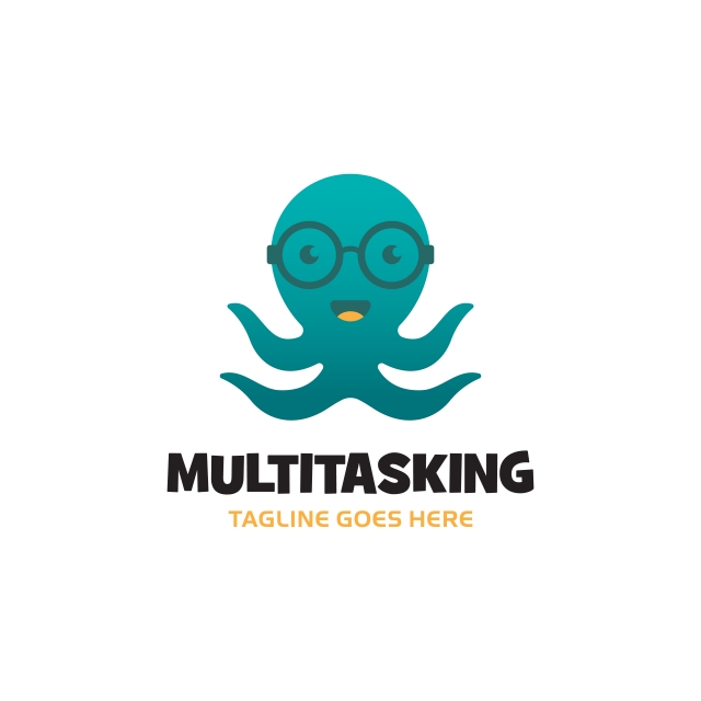 640x640 Green Smiling Octopus Logo With Glasses And Four Tentacles Vector