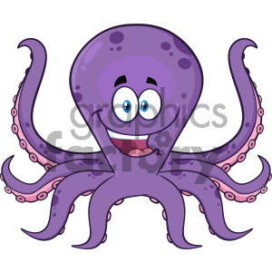 300x300 Royalty Free Rf Clipart Illustration Happy Purple Octopus Cartoon