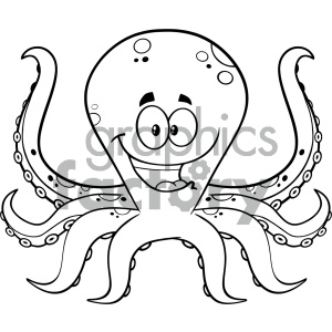 Royalty Free Rf Clipart Illustration Black And White Happy Octopus 300x300 Royalty Free Rf Clipart Illustration Black And White Happy Octopus