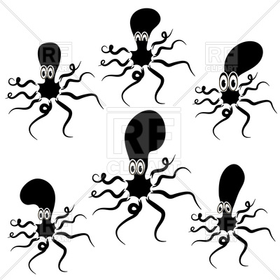 Set Of Cartoon Octopus Silhouettes Vector Image Of Plants 400x400 Set Of Cartoon Octopus Silhouettes Vector Image Of Plants