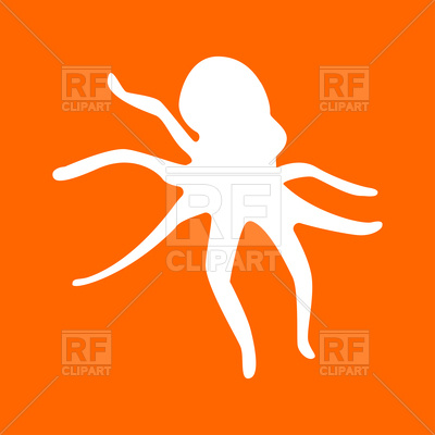 Silhouette Of Octopus On Orange Background Vector Image Of Plants 400x400 Silhouette Of Octopus On Orange Background Vector Image Of Plants