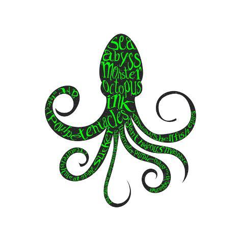 Typography Monochrome Vintage Poster With Octopus Silhouette 473x473 Typography Monochrome Vintage Poster With Octopus Silhouette