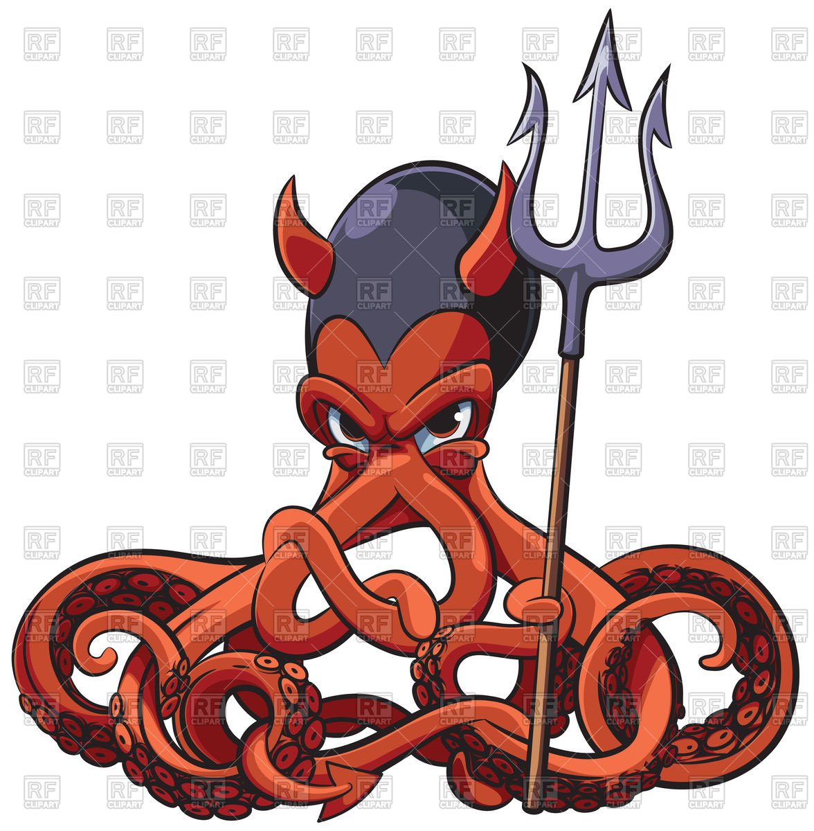 1176x1200 Octopus In Devil's Costume And With Pitchfork In His Tentacles